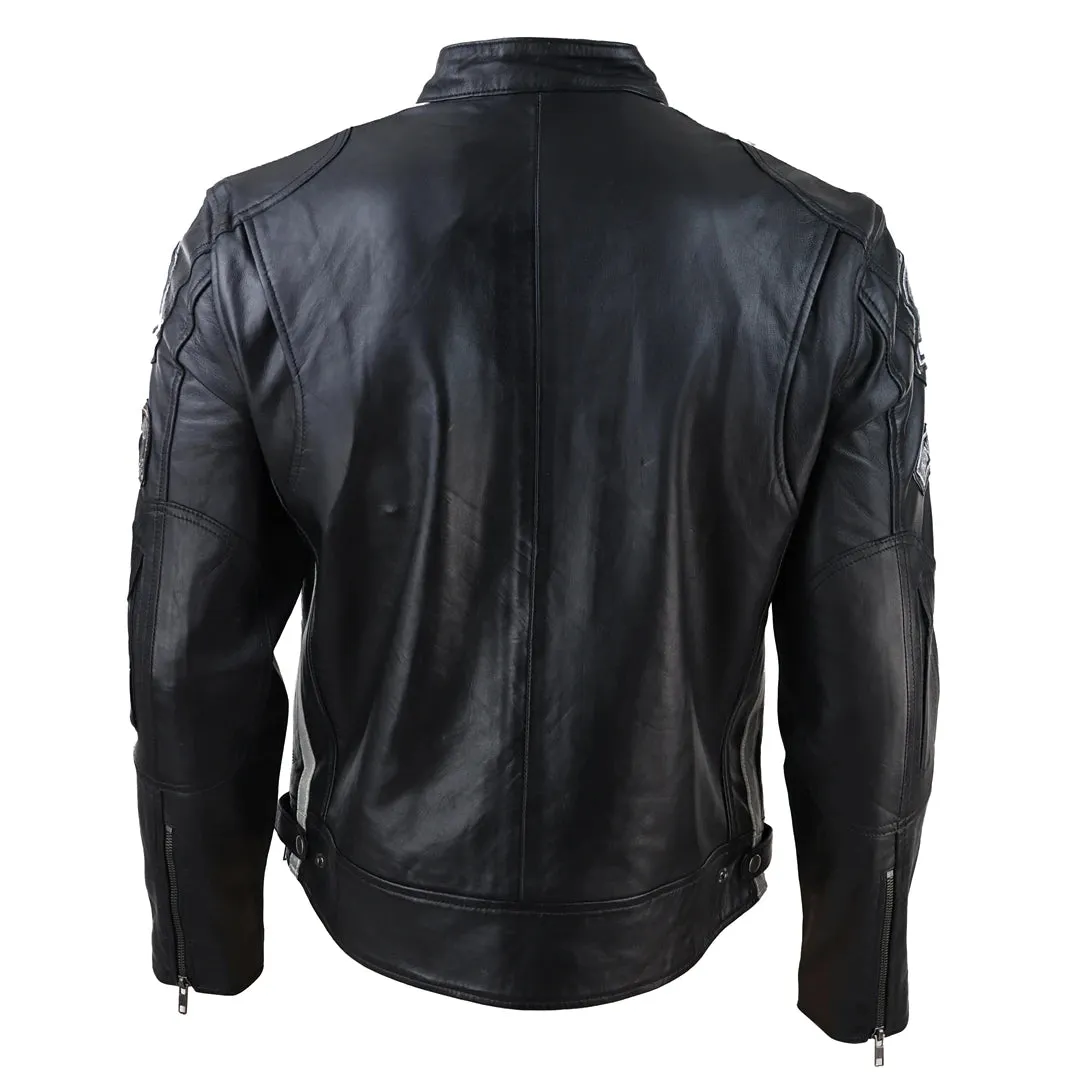 Men's Zipped Biker Leather Jacket