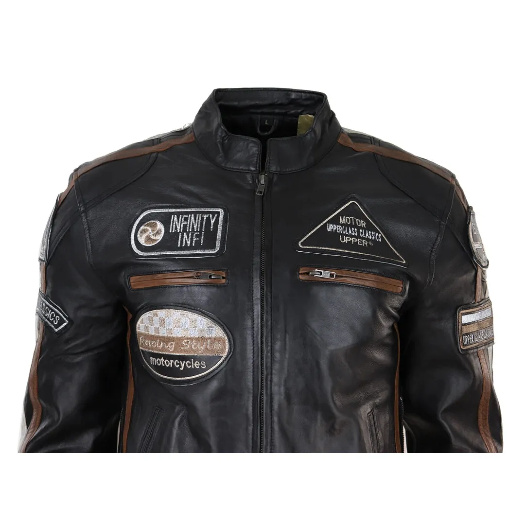 Men's Zipped Biker Leather Jacket