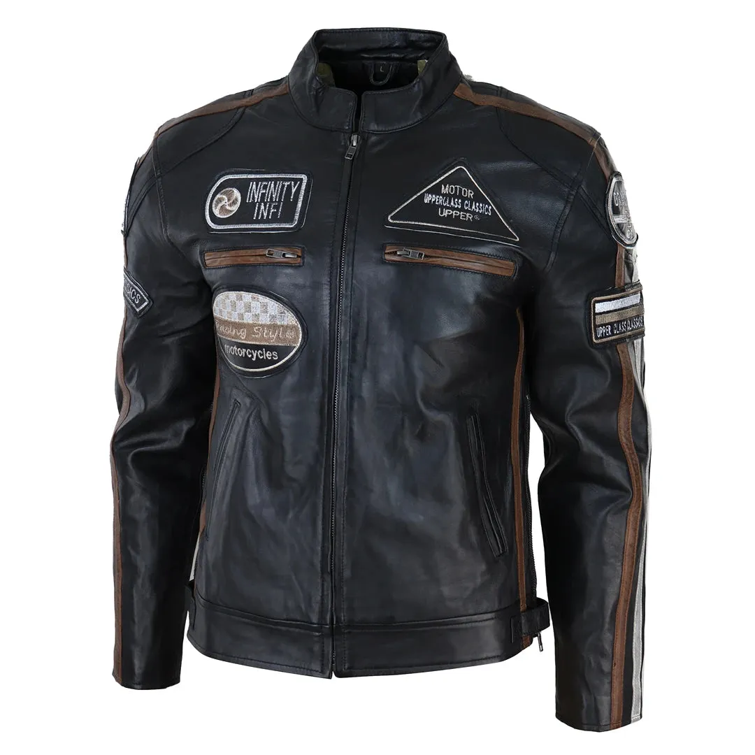 Men's Zipped Biker Leather Jacket