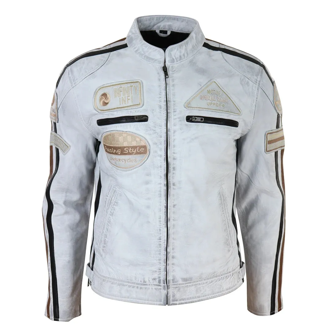 Men's Zipped Biker Leather Jacket