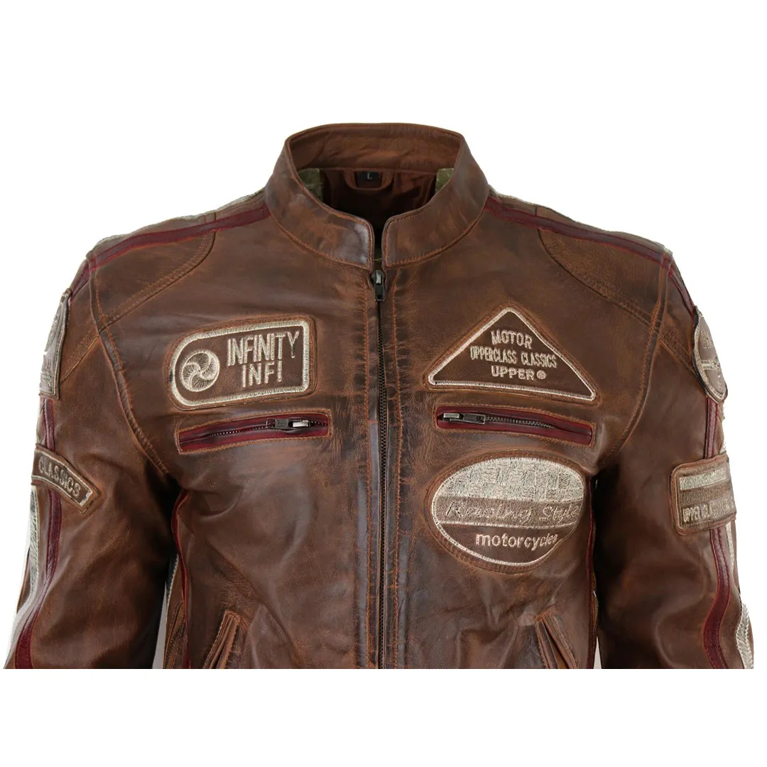 Men's Zipped Biker Leather Jacket