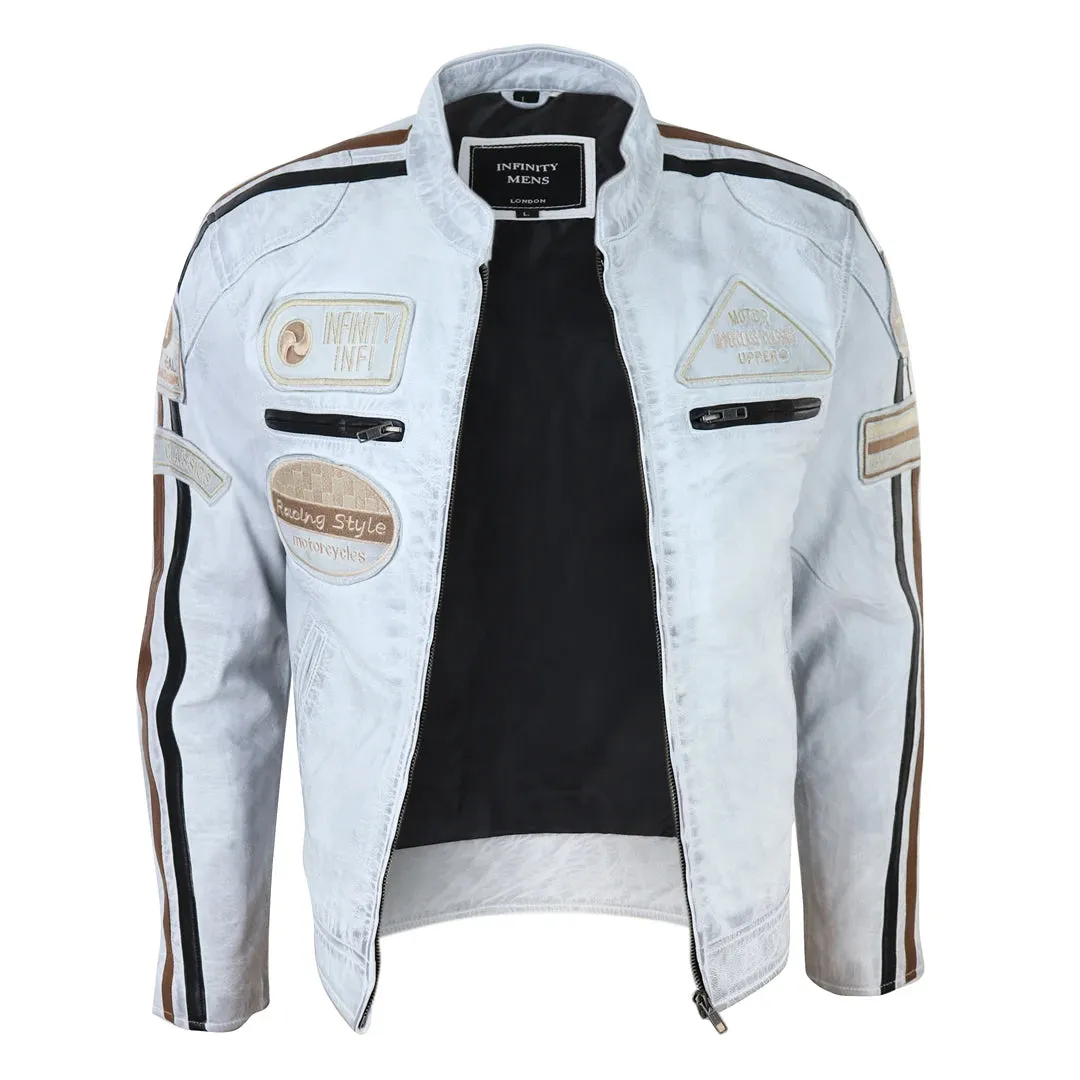 Men's Zipped Biker Leather Jacket