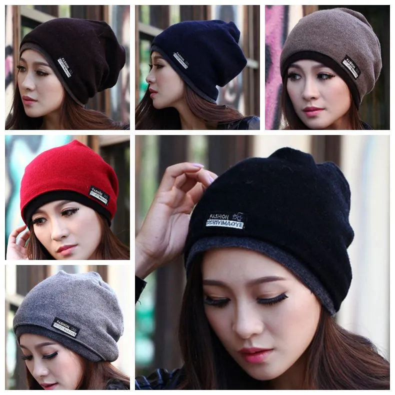New Arrive High Quality Double Thick Beanie Hats for Women and Men Wool Knitted Cap Warm Winter Hats Scarves Wraps