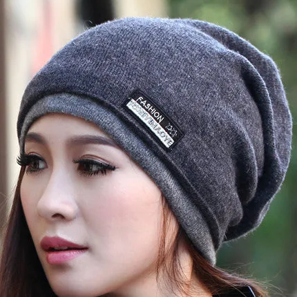 New Arrive High Quality Double Thick Beanie Hats for Women and Men Wool Knitted Cap Warm Winter Hats Scarves Wraps