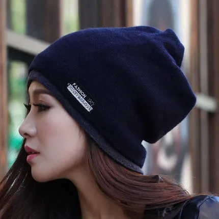 New Arrive High Quality Double Thick Beanie Hats for Women and Men Wool Knitted Cap Warm Winter Hats Scarves Wraps