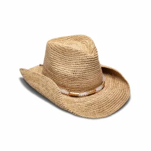 Nikki Beach Chrysta Crochet Raffia Cowgirl Hat