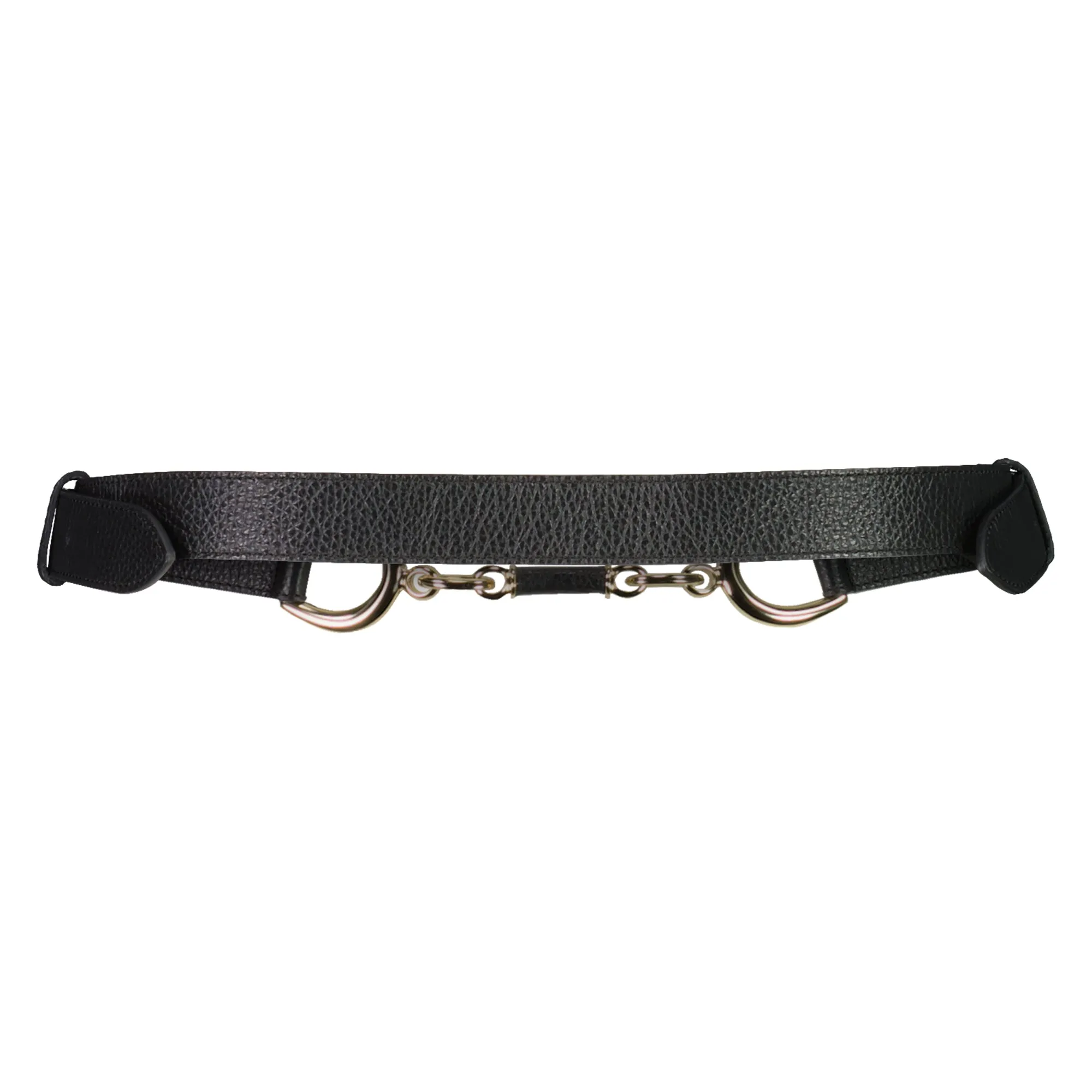 PAULA RYAN Metal Trimmed Leather Belt - Black/Gold