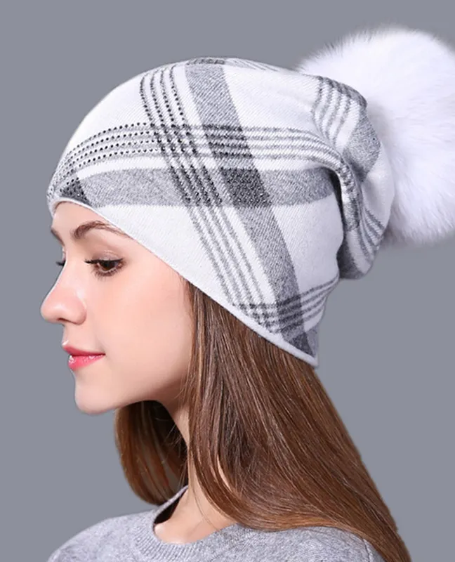 Plaid Knitted Winter Beanie