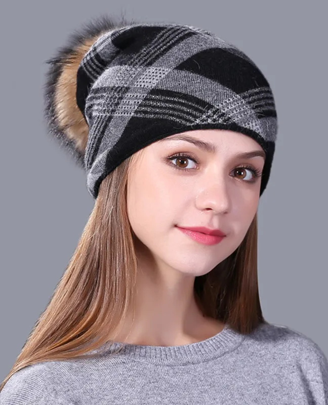 Plaid Knitted Winter Beanie