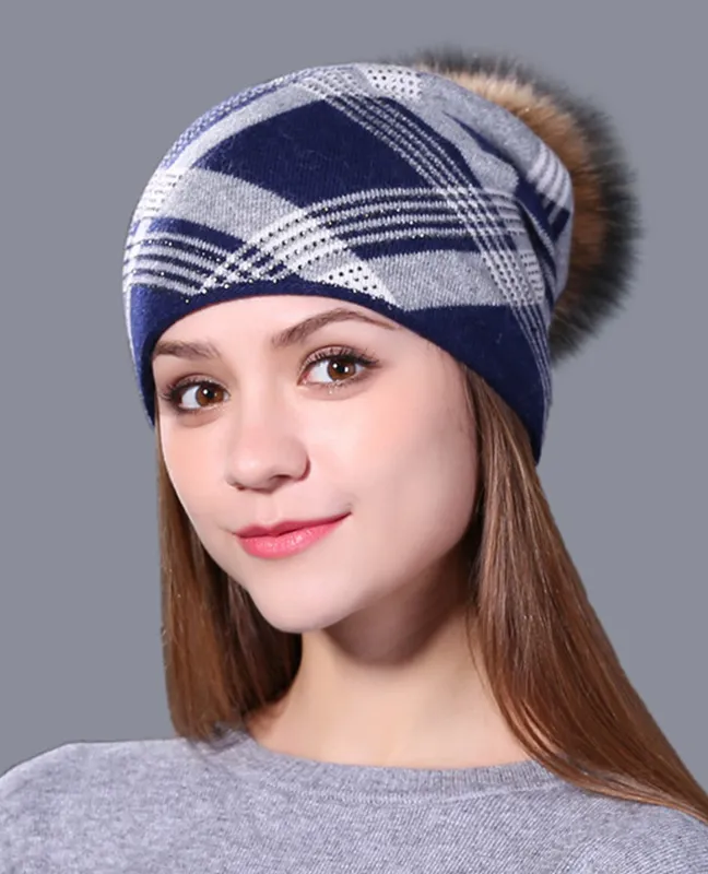 Plaid Knitted Winter Beanie