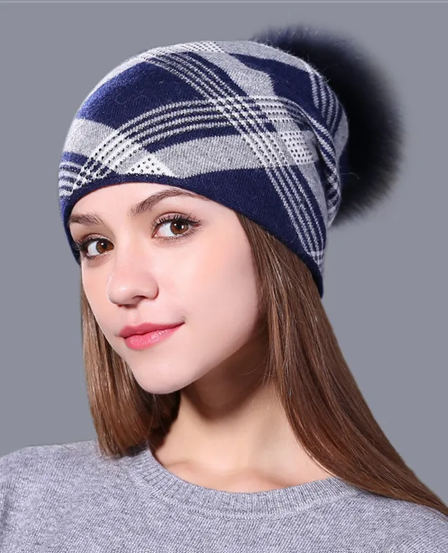 Plaid Knitted Winter Beanie