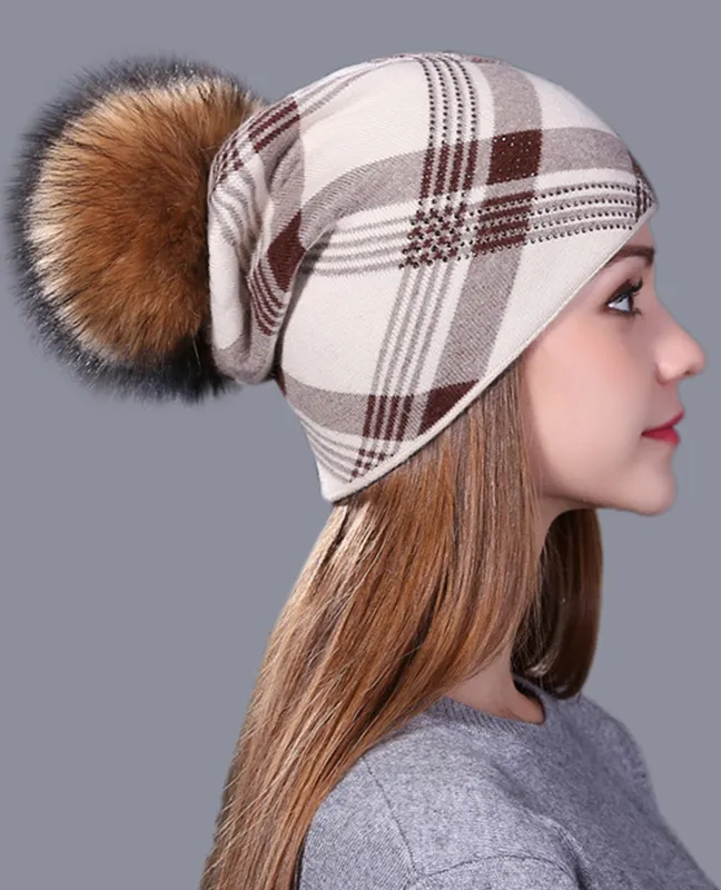 Plaid Knitted Winter Beanie