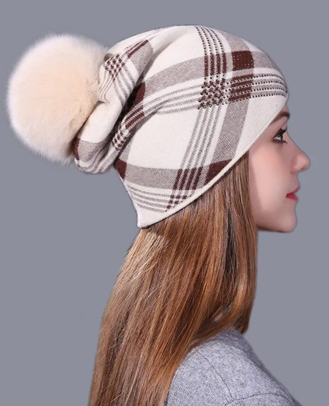 Plaid Knitted Winter Beanie