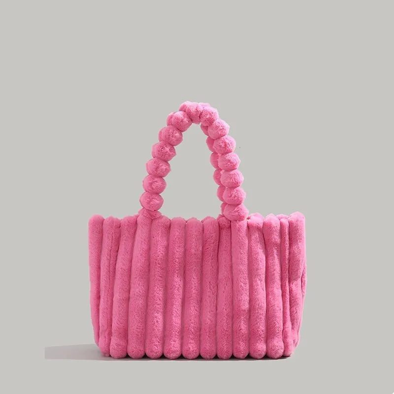 Plush Textured Faux Fur Handbag – Soft Winter Tote