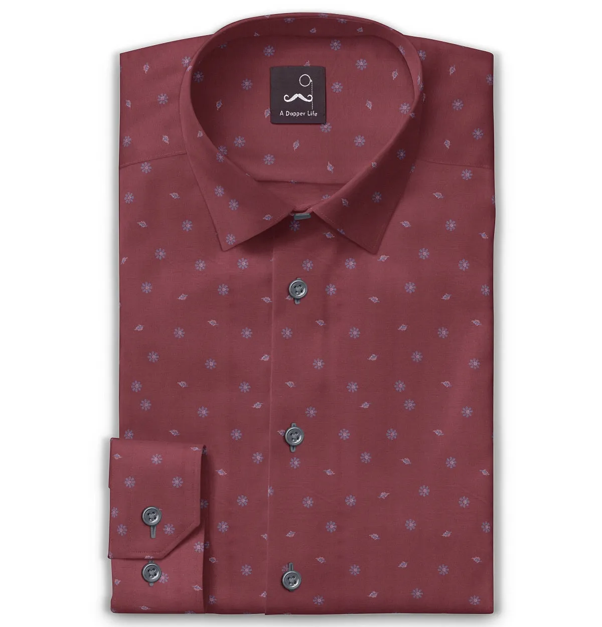 Pure Cotton - Long Sleeve - Maroon Print