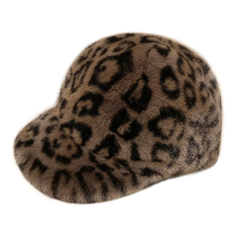 Retro Leopard Plush Baseball Cap