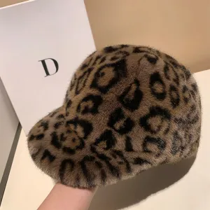 Retro Leopard Plush Baseball Cap