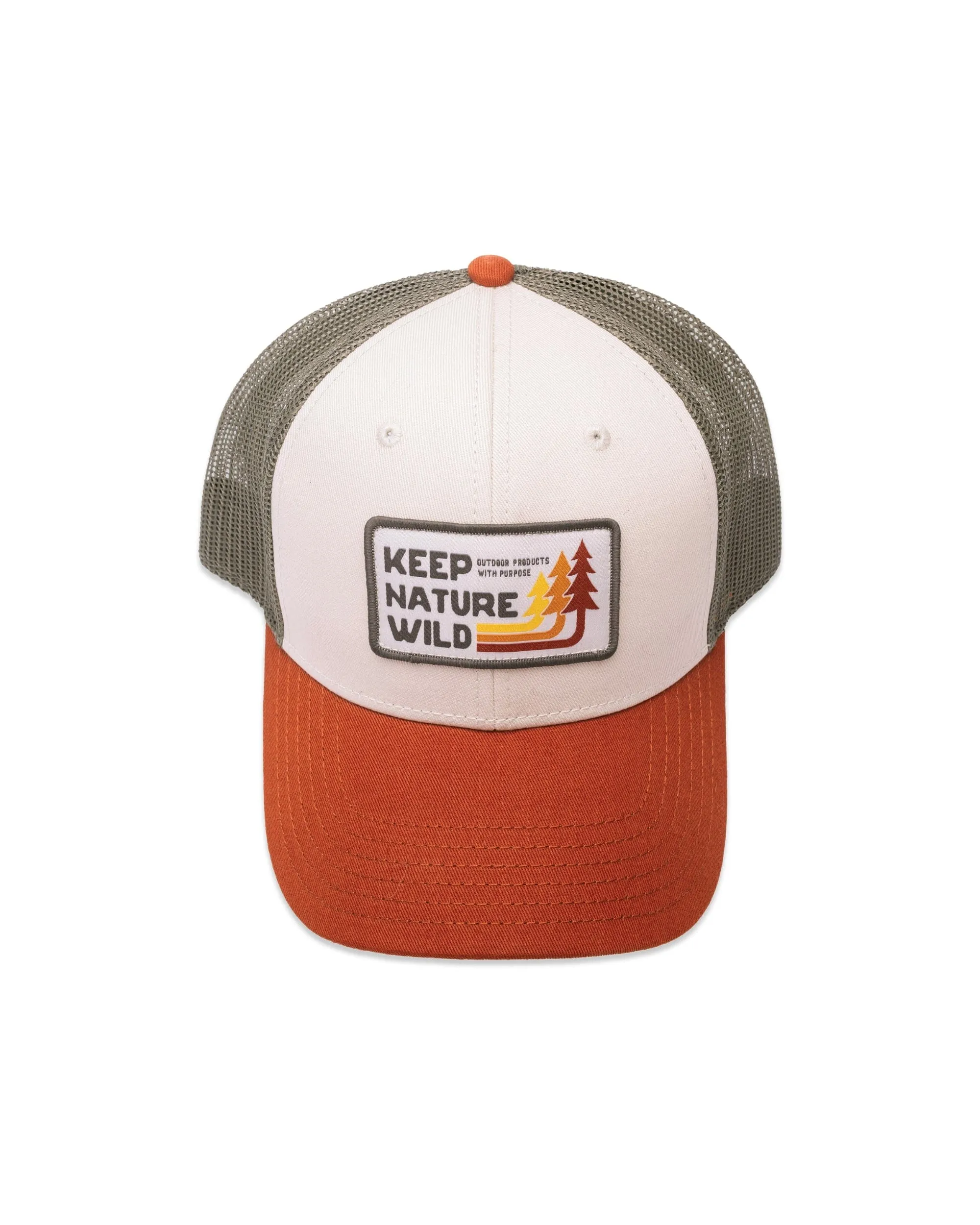 Retro Pines Trucker Hat | Olive/Beige/Copper