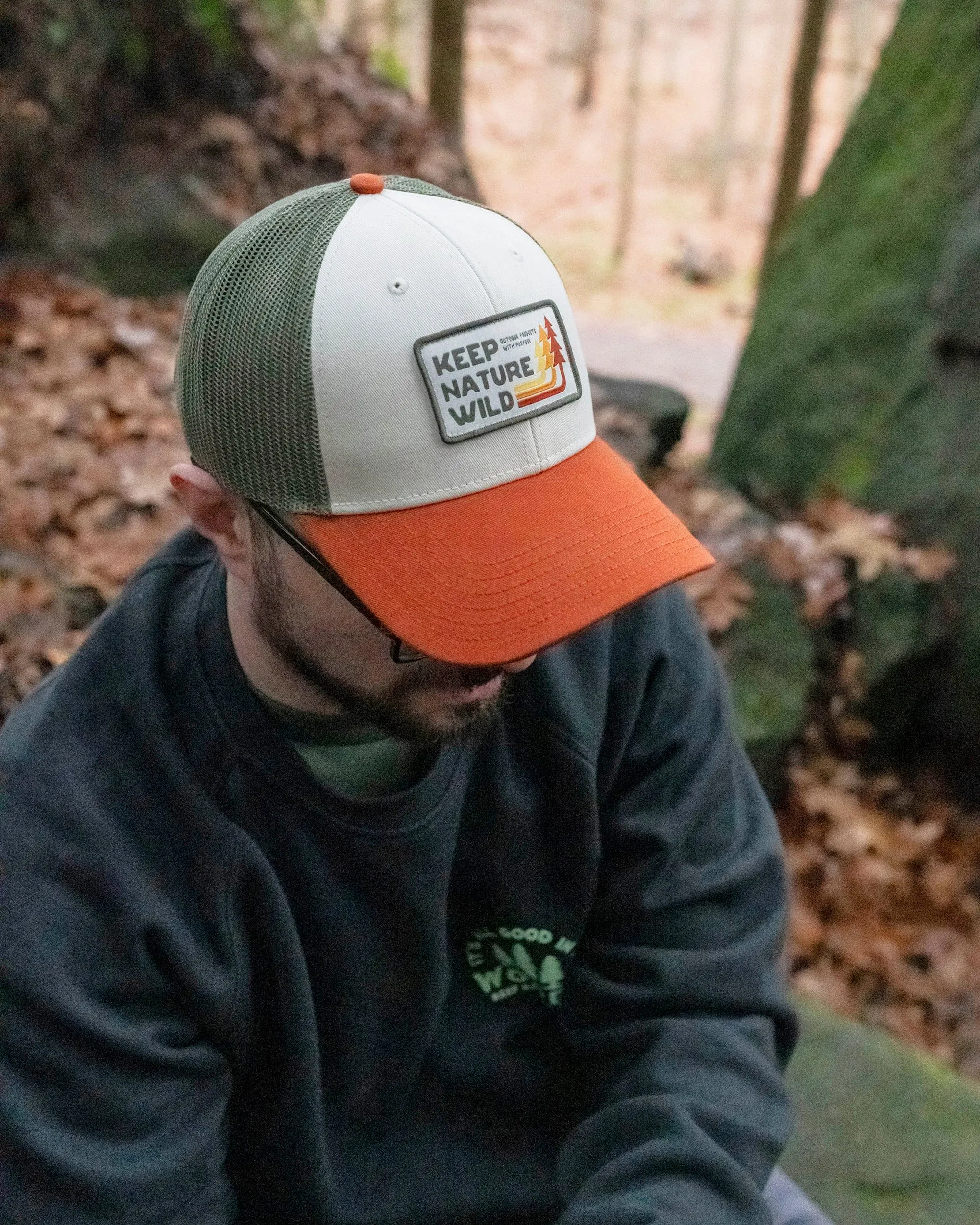 Retro Pines Trucker Hat | Olive/Beige/Copper