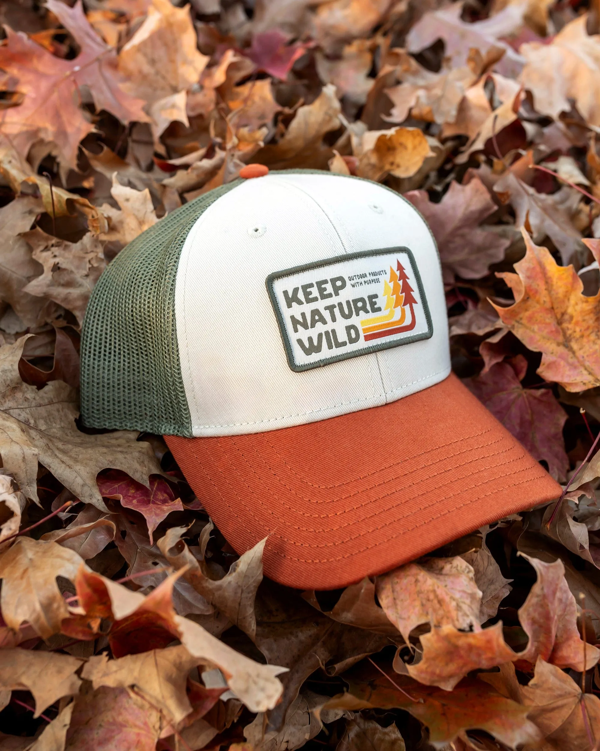 Retro Pines Trucker Hat | Olive/Beige/Copper