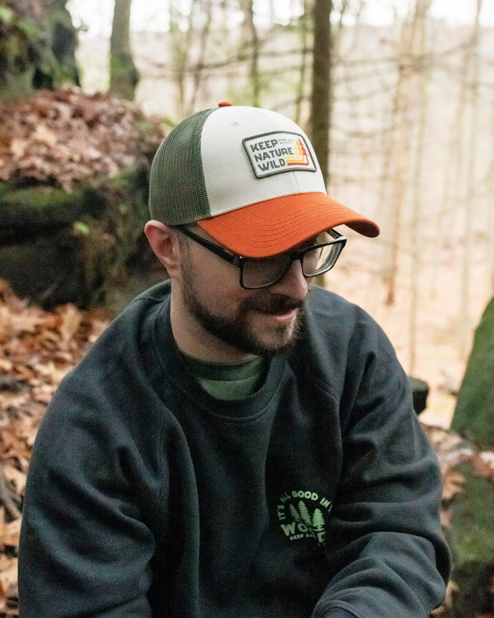 Retro Pines Trucker Hat | Olive/Beige/Copper