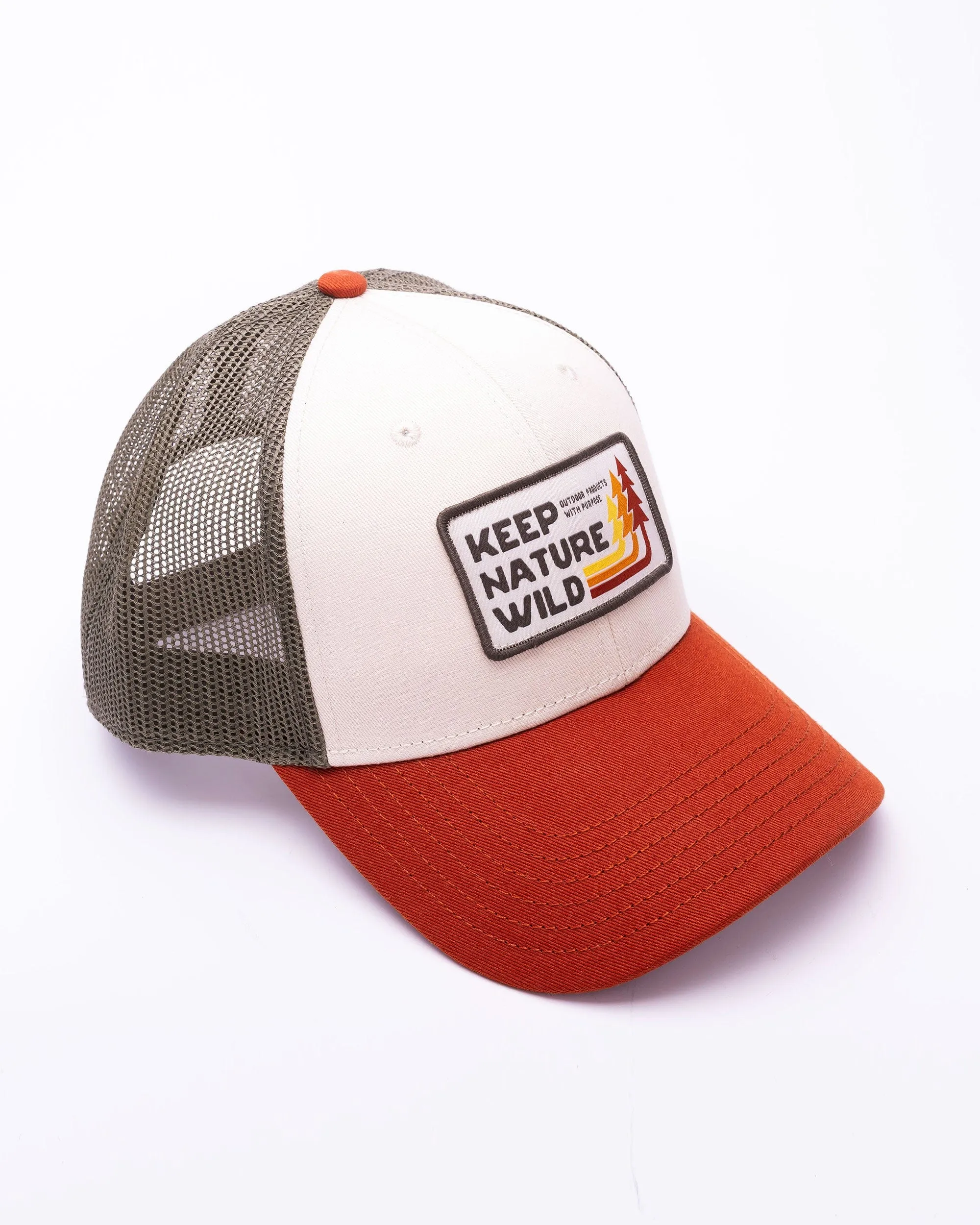 Retro Pines Trucker Hat | Olive/Beige/Copper