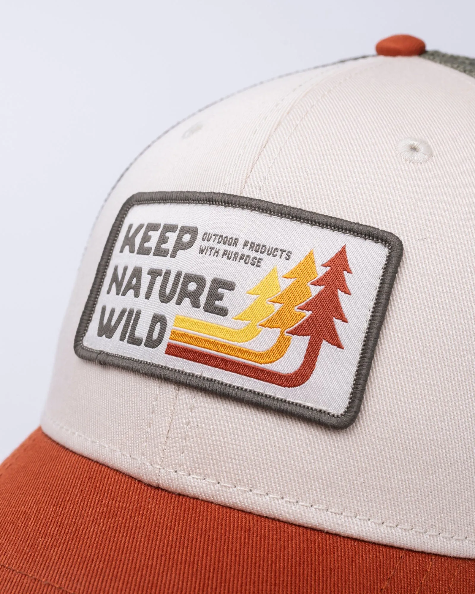 Retro Pines Trucker Hat | Olive/Beige/Copper