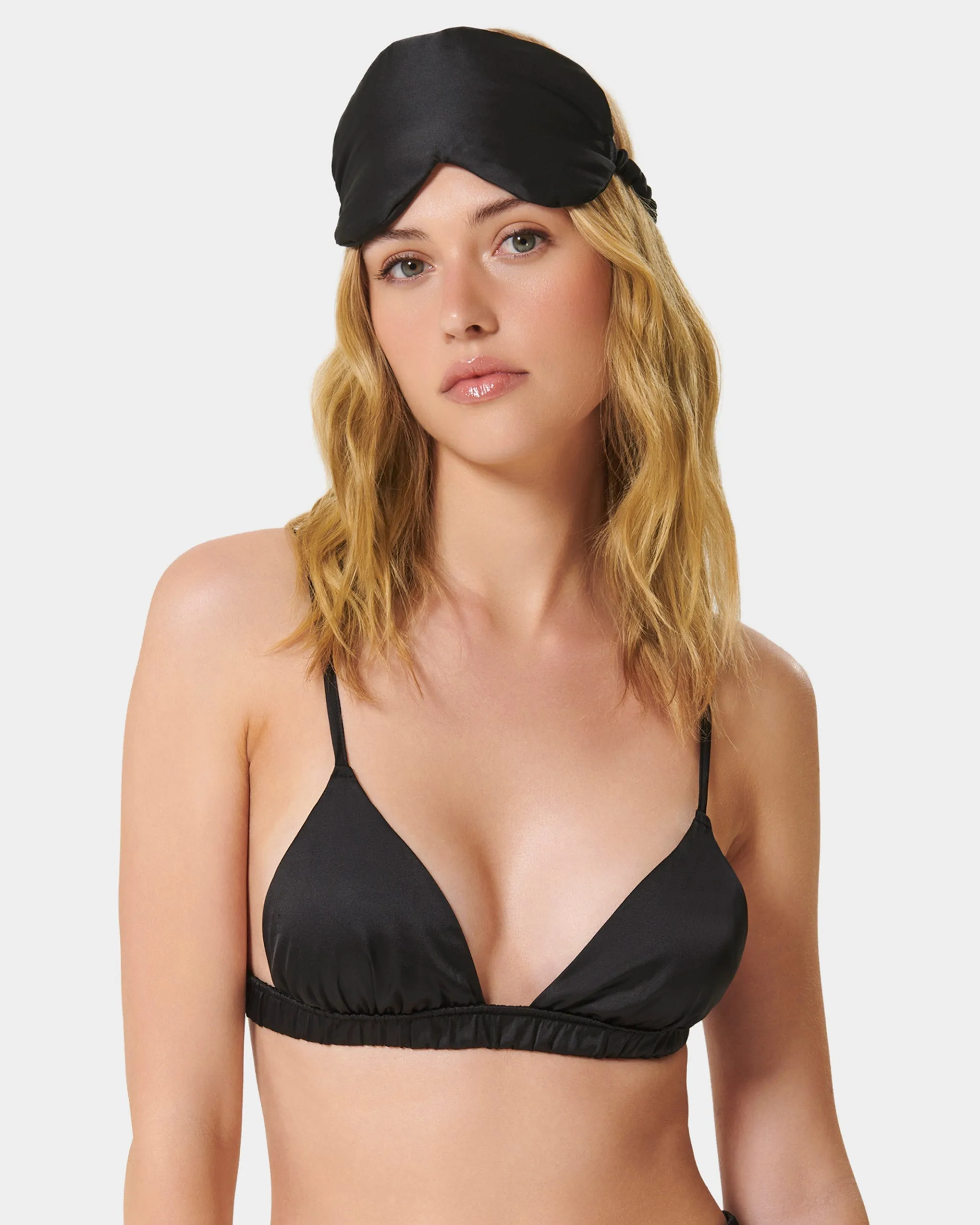 Saskia Luxury Satin Eye Mask Set Black 