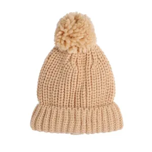 Solid Pompom Knitted Beanie