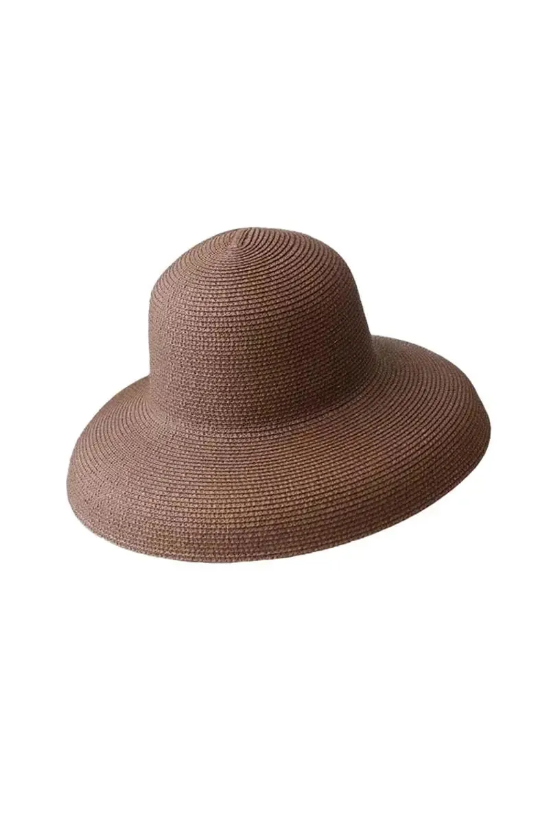 Summer Packable Wide-Brim Straw Cloche Hat
