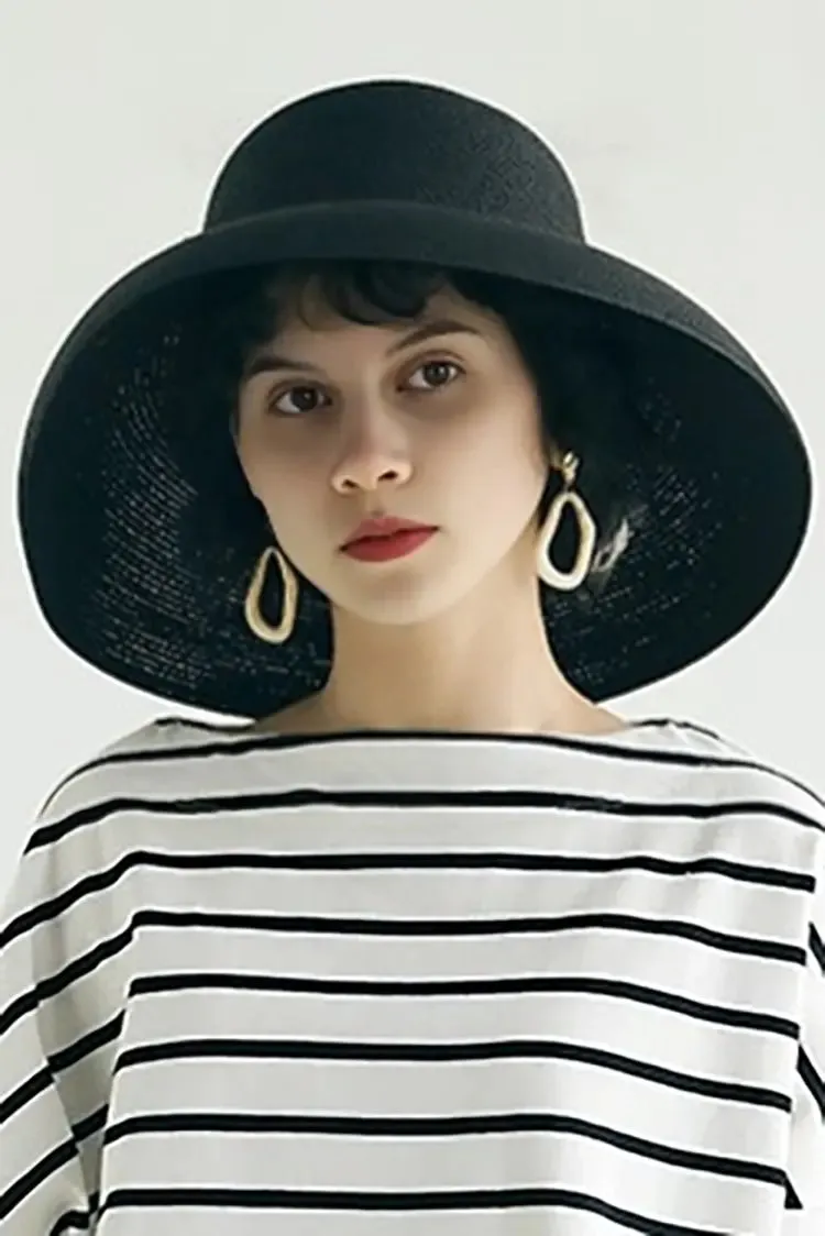 Summer Packable Wide-Brim Straw Cloche Hat