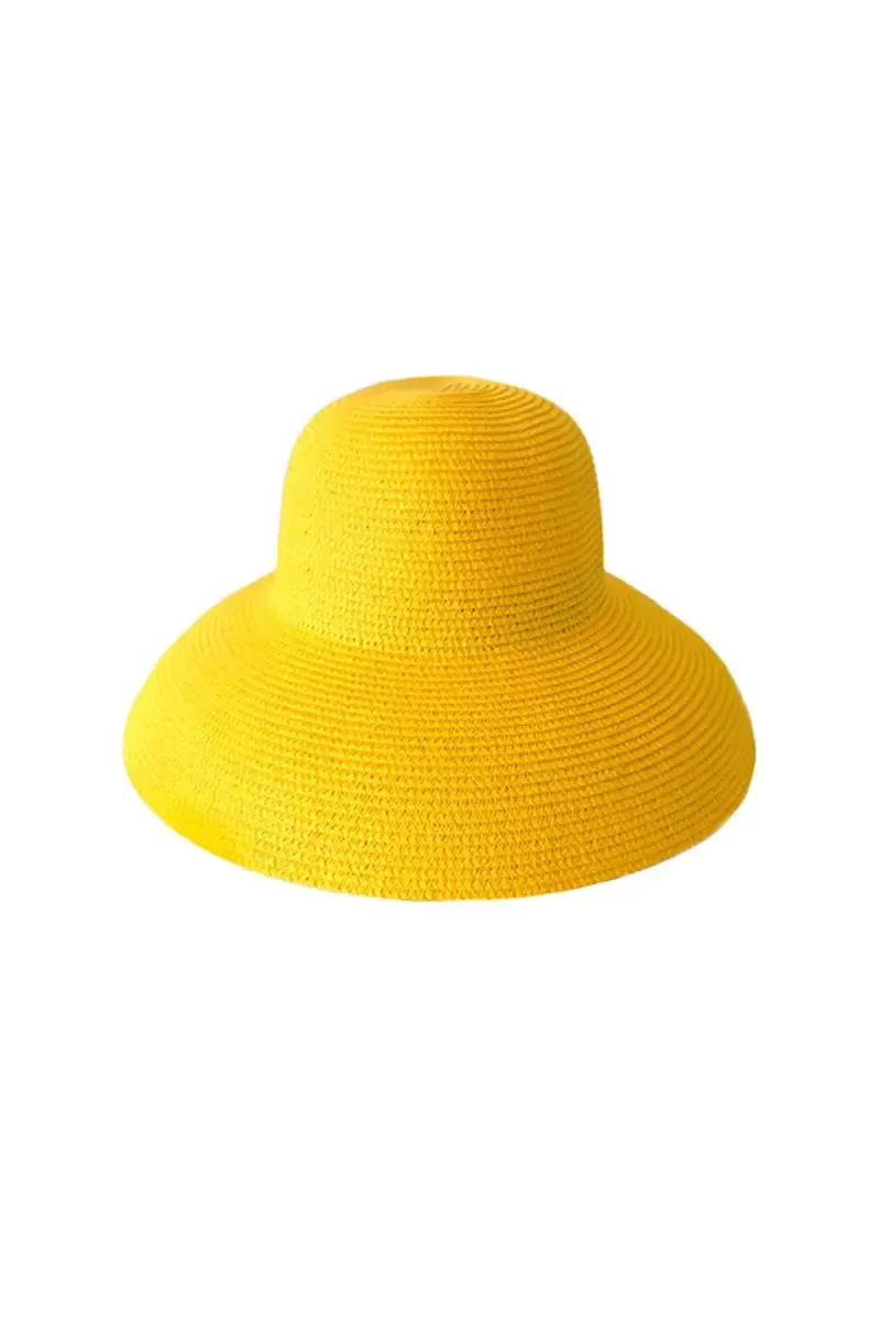 Summer Packable Wide-Brim Straw Cloche Hat