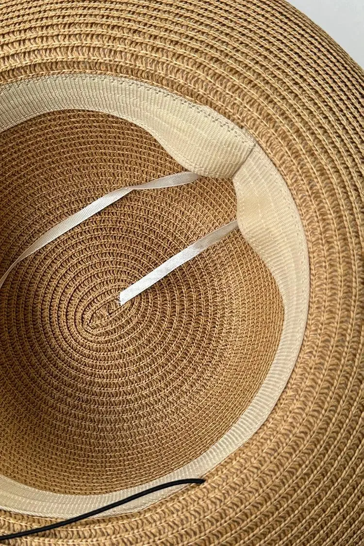 Summer Packable Wide-Brim Straw Cloche Hat