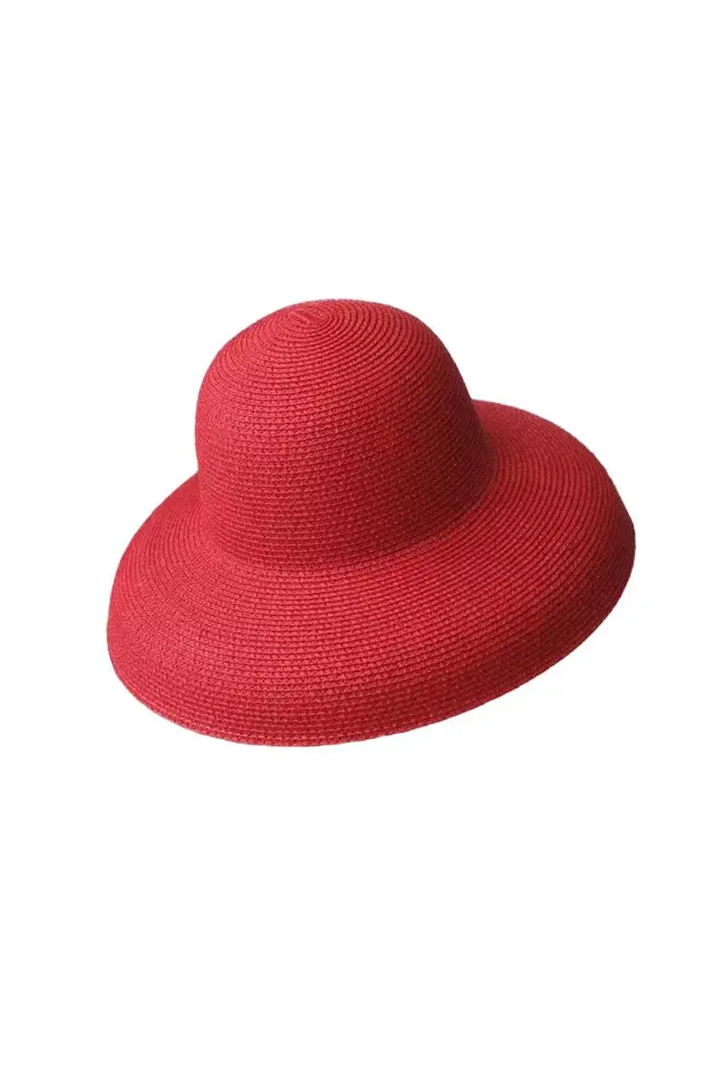 Summer Packable Wide-Brim Straw Cloche Hat