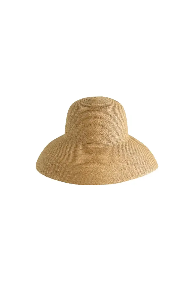 Summer Packable Wide-Brim Straw Cloche Hat