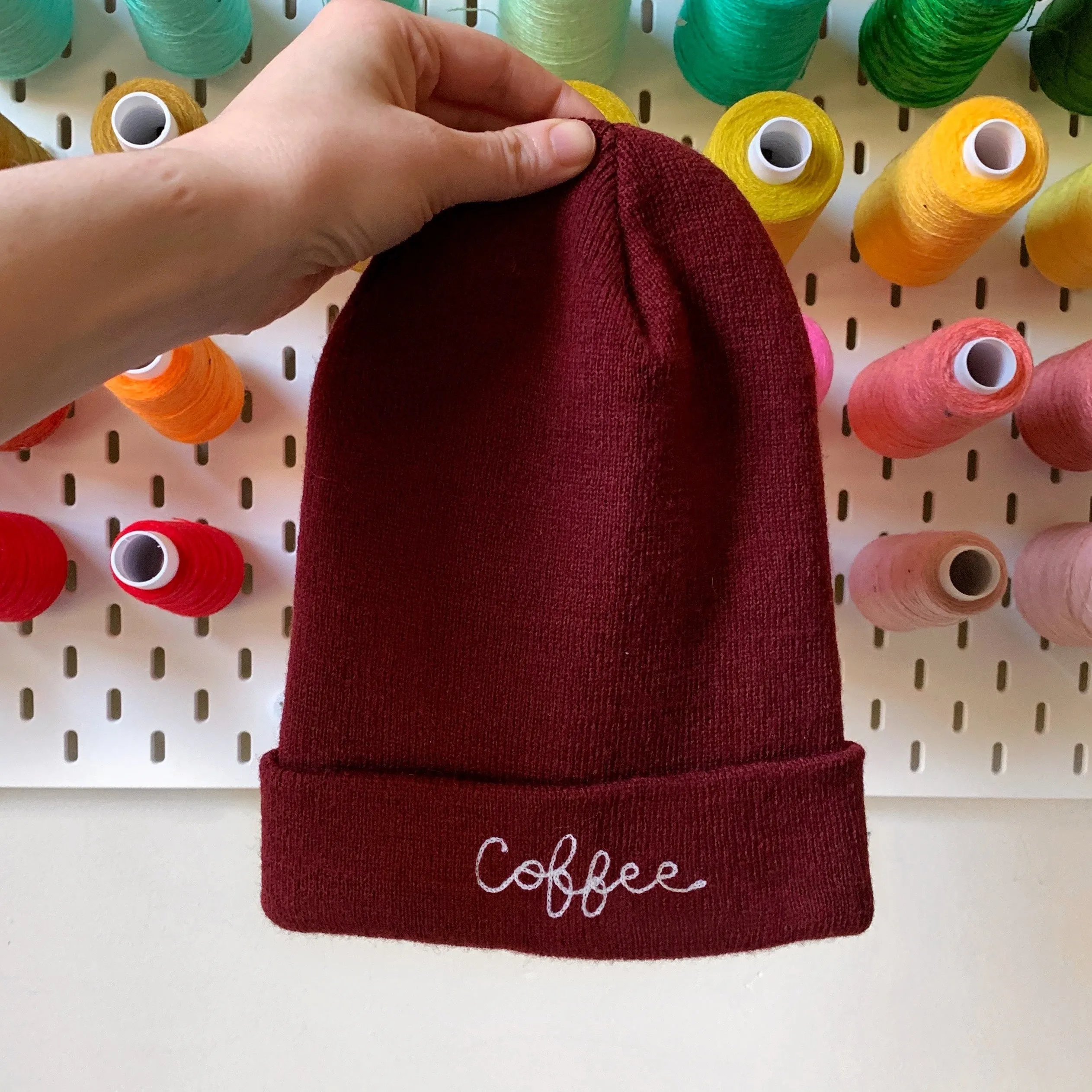 The Kid's Chainstitch Beanie - Maroon