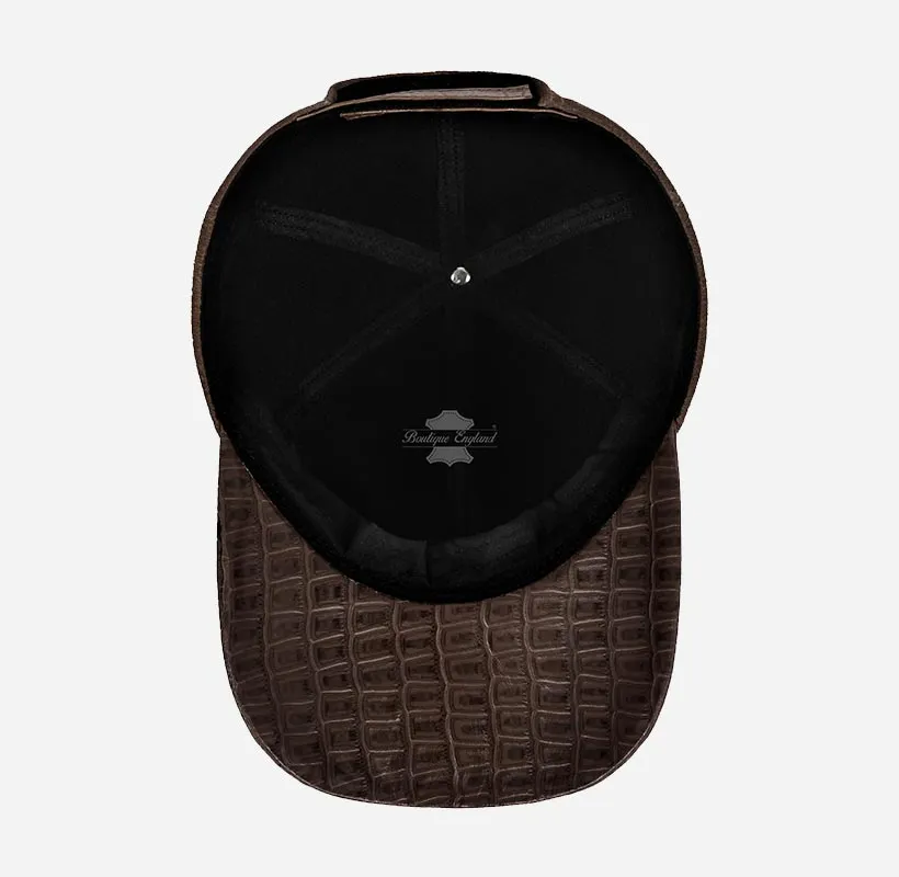 UNISEX Suede BASEBALL CAP Hip-Hop Cap Croc Print Leather Visor