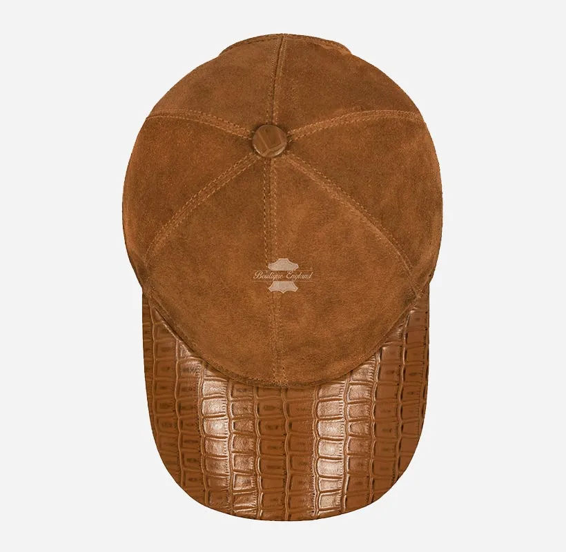 UNISEX Suede BASEBALL CAP Hip-Hop Cap Croc Print Leather Visor