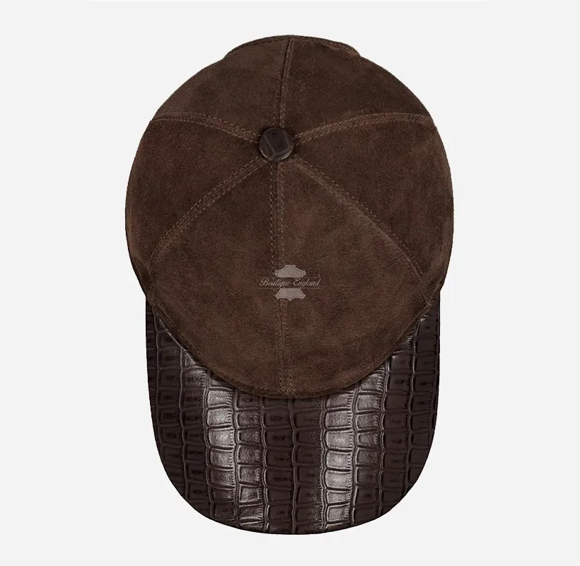 UNISEX Suede BASEBALL CAP Hip-Hop Cap Croc Print Leather Visor