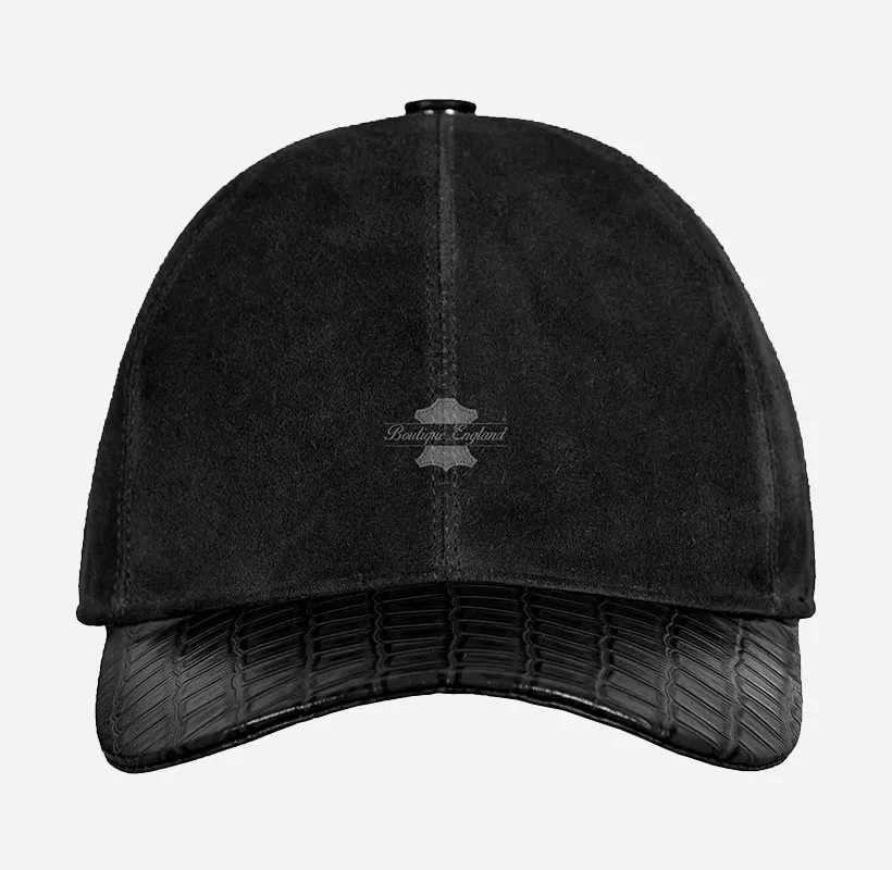 UNISEX Suede BASEBALL CAP Hip-Hop Cap Croc Print Leather Visor