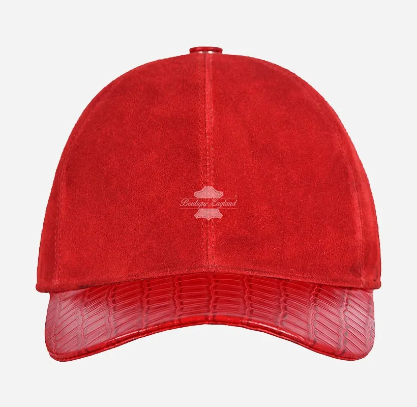 UNISEX Suede BASEBALL CAP Hip-Hop Cap Croc Print Leather Visor