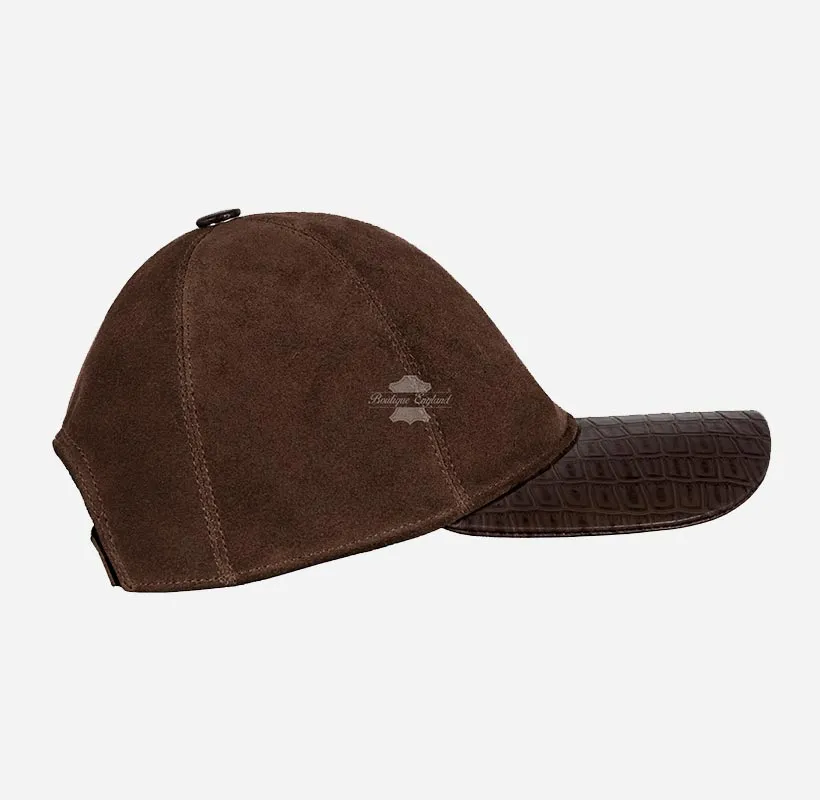 UNISEX Suede BASEBALL CAP Hip-Hop Cap Croc Print Leather Visor
