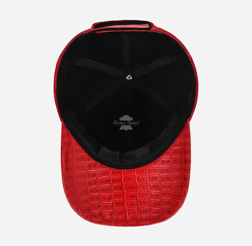 UNISEX Suede BASEBALL CAP Hip-Hop Cap Croc Print Leather Visor