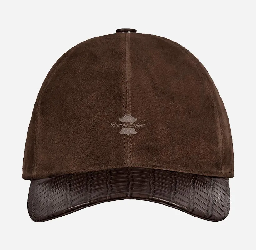 UNISEX Suede BASEBALL CAP Hip-Hop Cap Croc Print Leather Visor