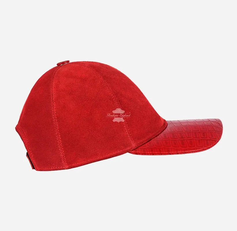 UNISEX Suede BASEBALL CAP Hip-Hop Cap Croc Print Leather Visor