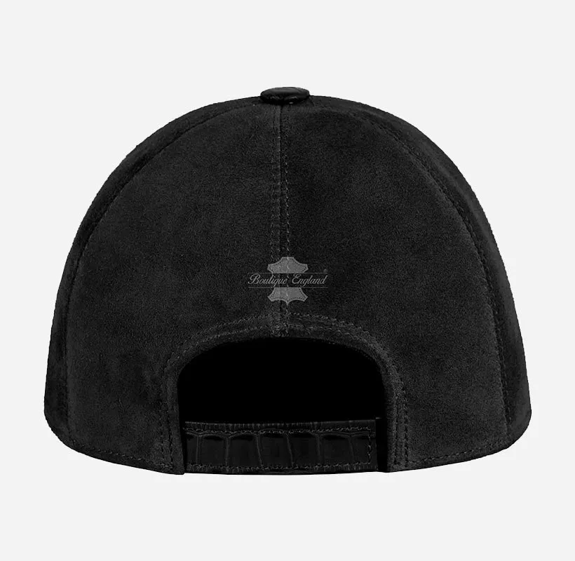 UNISEX Suede BASEBALL CAP Hip-Hop Cap Croc Print Leather Visor