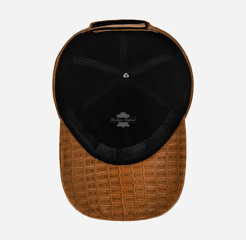 UNISEX Suede BASEBALL CAP Hip-Hop Cap Croc Print Leather Visor