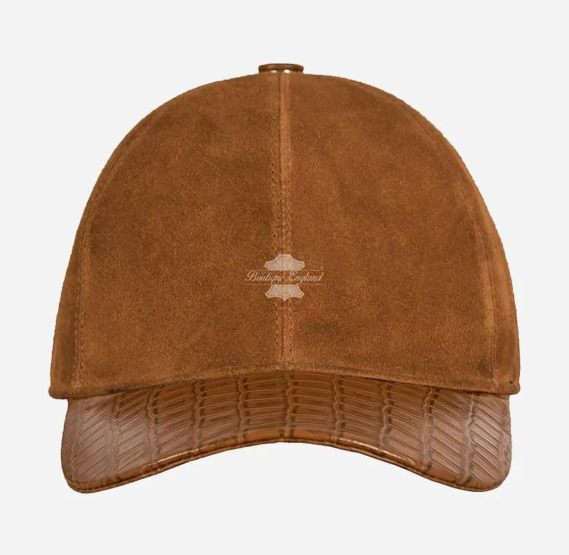UNISEX Suede BASEBALL CAP Hip-Hop Cap Croc Print Leather Visor