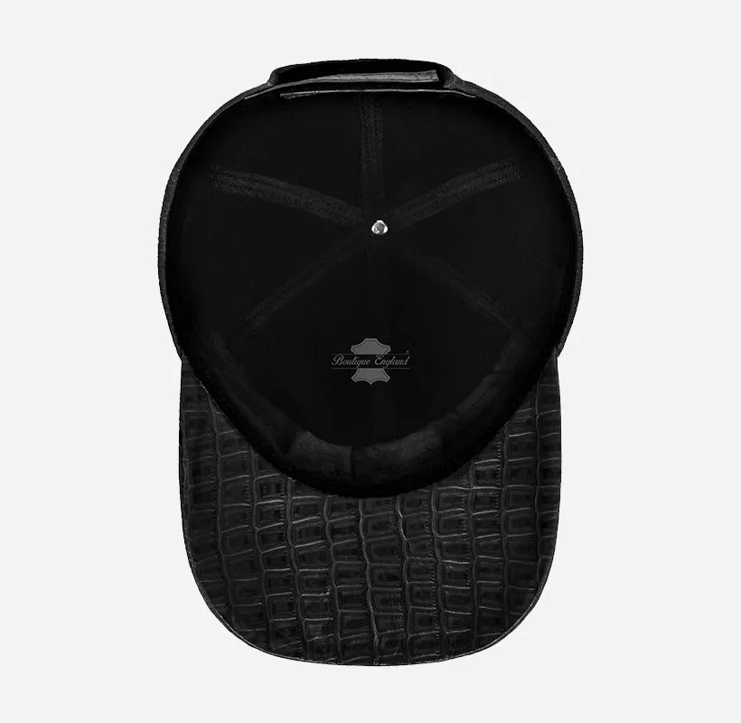 UNISEX Suede BASEBALL CAP Hip-Hop Cap Croc Print Leather Visor