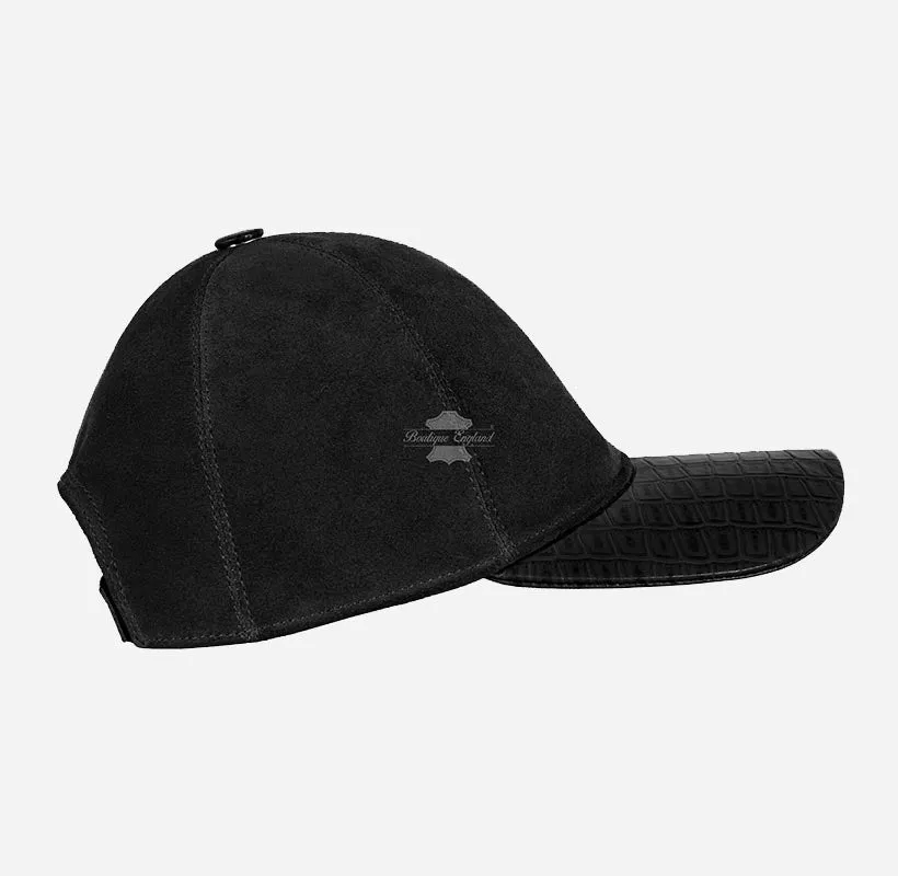 UNISEX Suede BASEBALL CAP Hip-Hop Cap Croc Print Leather Visor